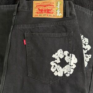 Denim Tears Levi’s Cotton Wreath Black Jeans Limited Edition Excellent Condition